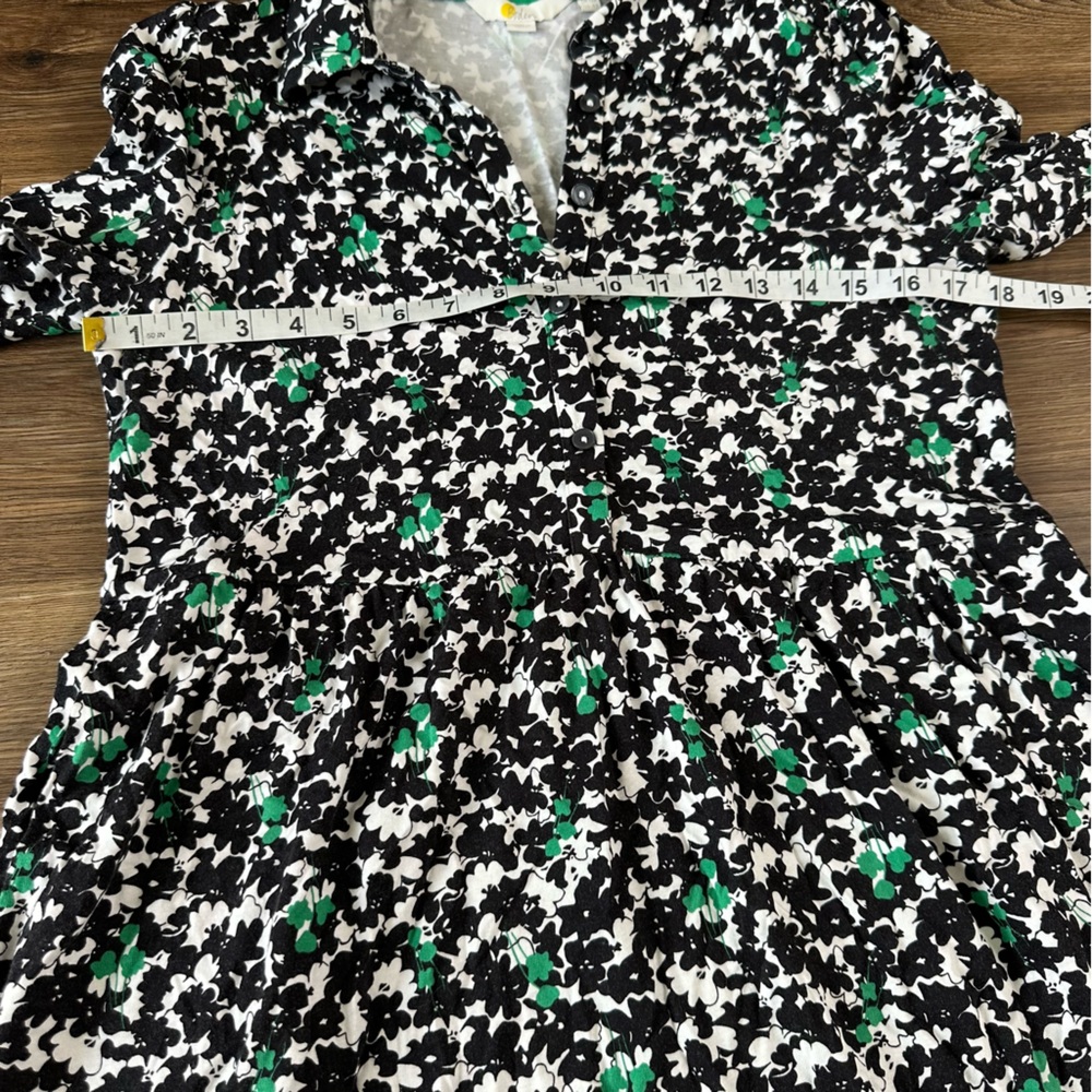 Boden Alma Floral Jersey Knit Dress 8 Button Front Knee Teacher Black Green Prep - Picture 9 of 15